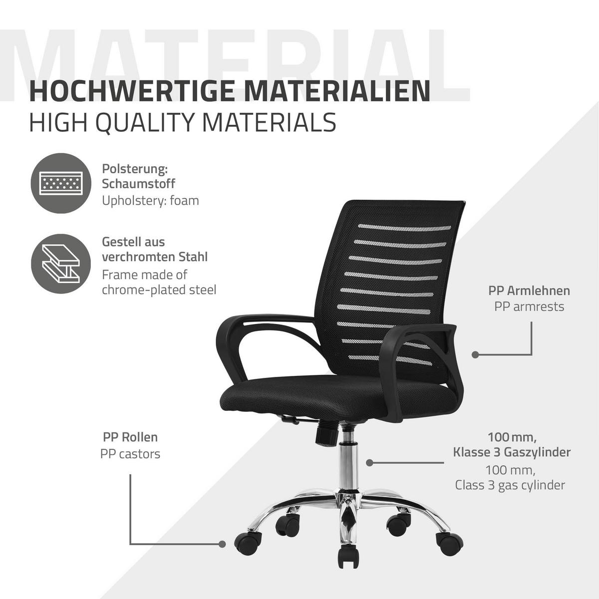 BÜROSTUHL Schwarz - Schwarz, Metall (54/99/59cm) - ML-DESIGN
