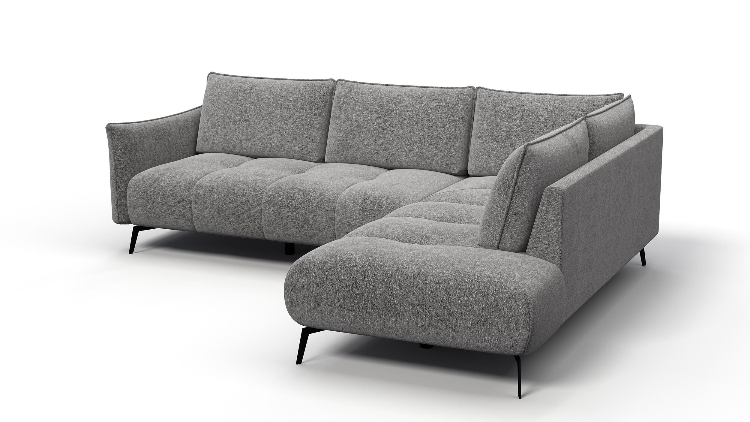 ECKSOFA AERA 5-Sitzer rechts, platingrau - Schwarz/Grau, Holz/Textil (268/206cm) - Wozimo