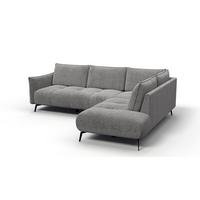 ECKSOFA AERA 5-Sitzer rechts, platingrau - Schwarz/Grau, Holz/Textil (268/206cm) - Wozimo