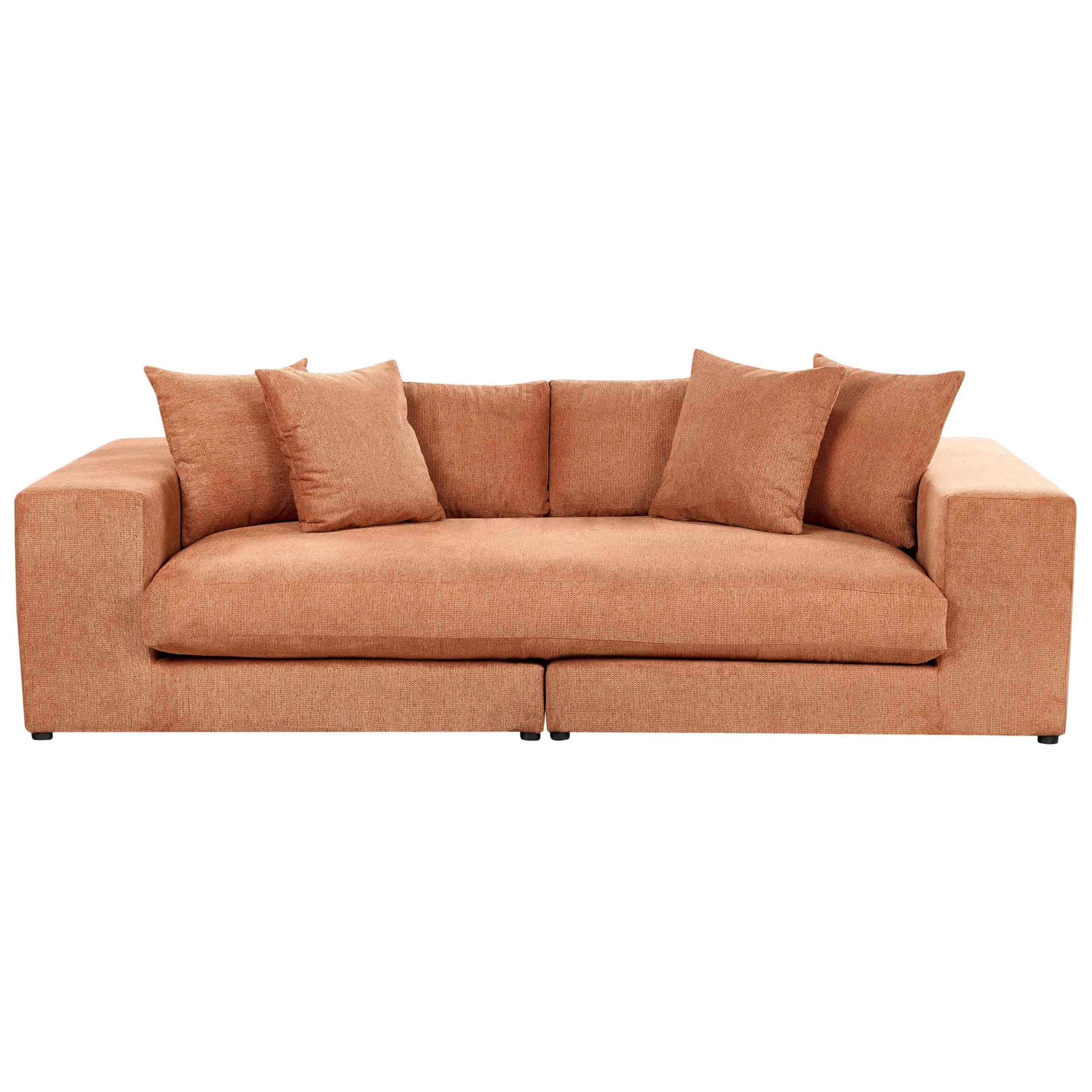 3-SITZER-SOFA orange mit Kissen Glorvika - Orange, Textil (240/58/120cm) - Beliani