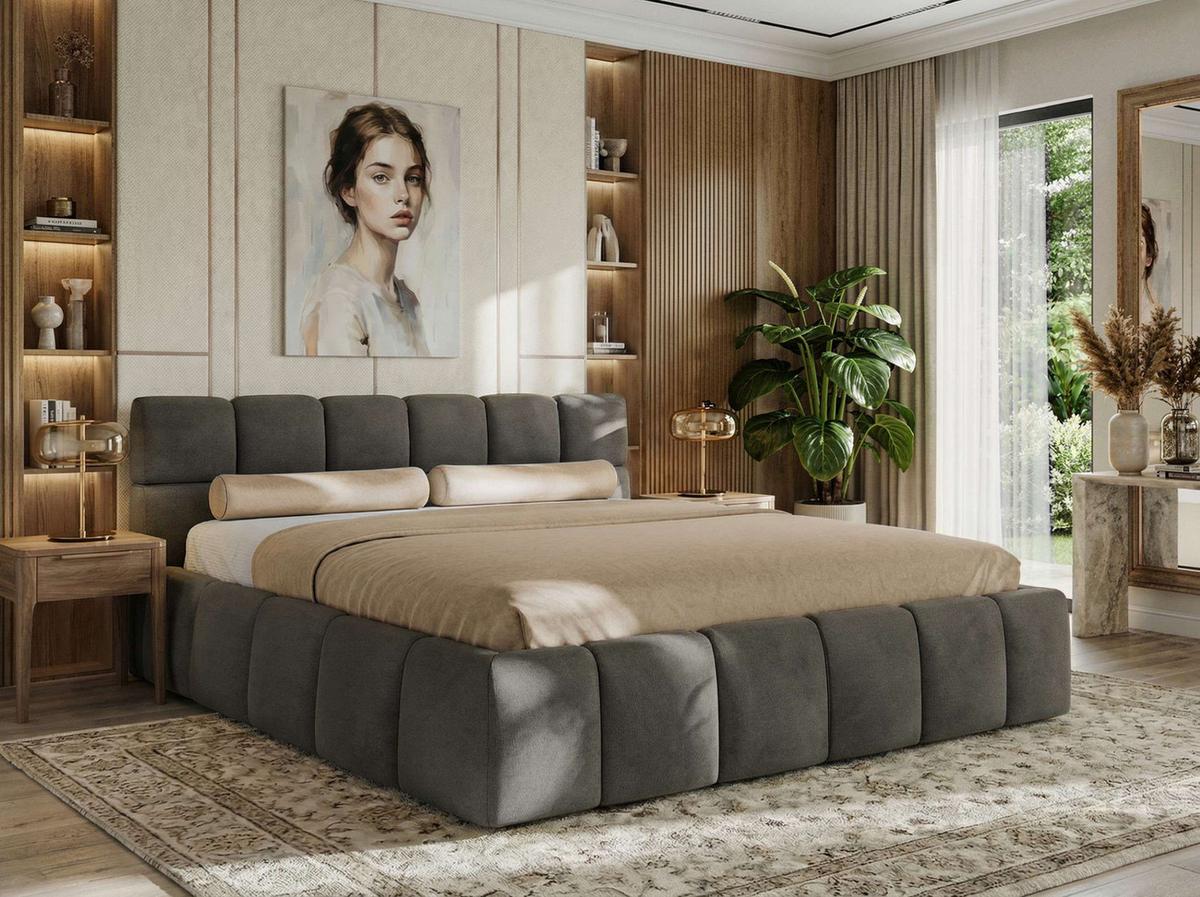 POLSTERBETT NIRA CLASSIC 200/200 - Dunkelgrau Velvet - Multipocket-Matratze - Dunkelgrau, Textil (200/200cm) - MKS