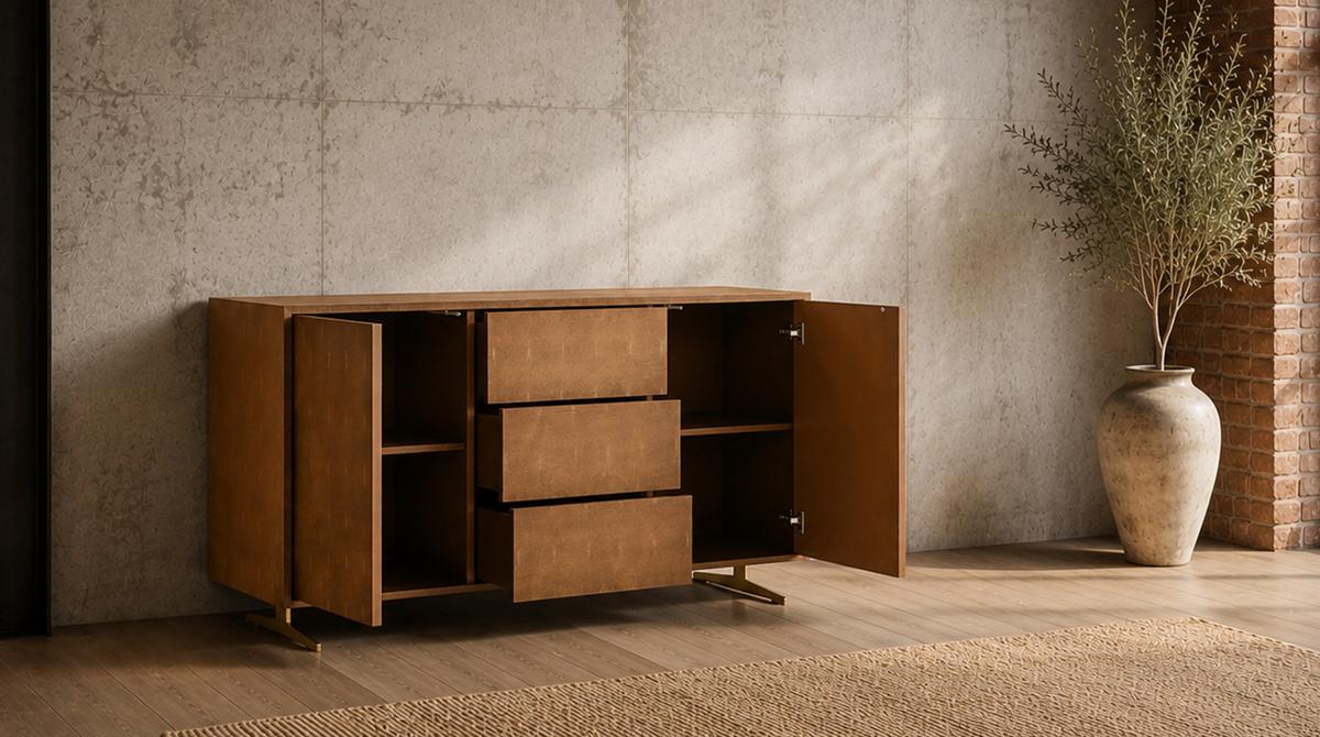 SIDEBOARD GALA Gold Holz - Goldfarben, Holz/Metall (140/85/40cm) - KAWOLA