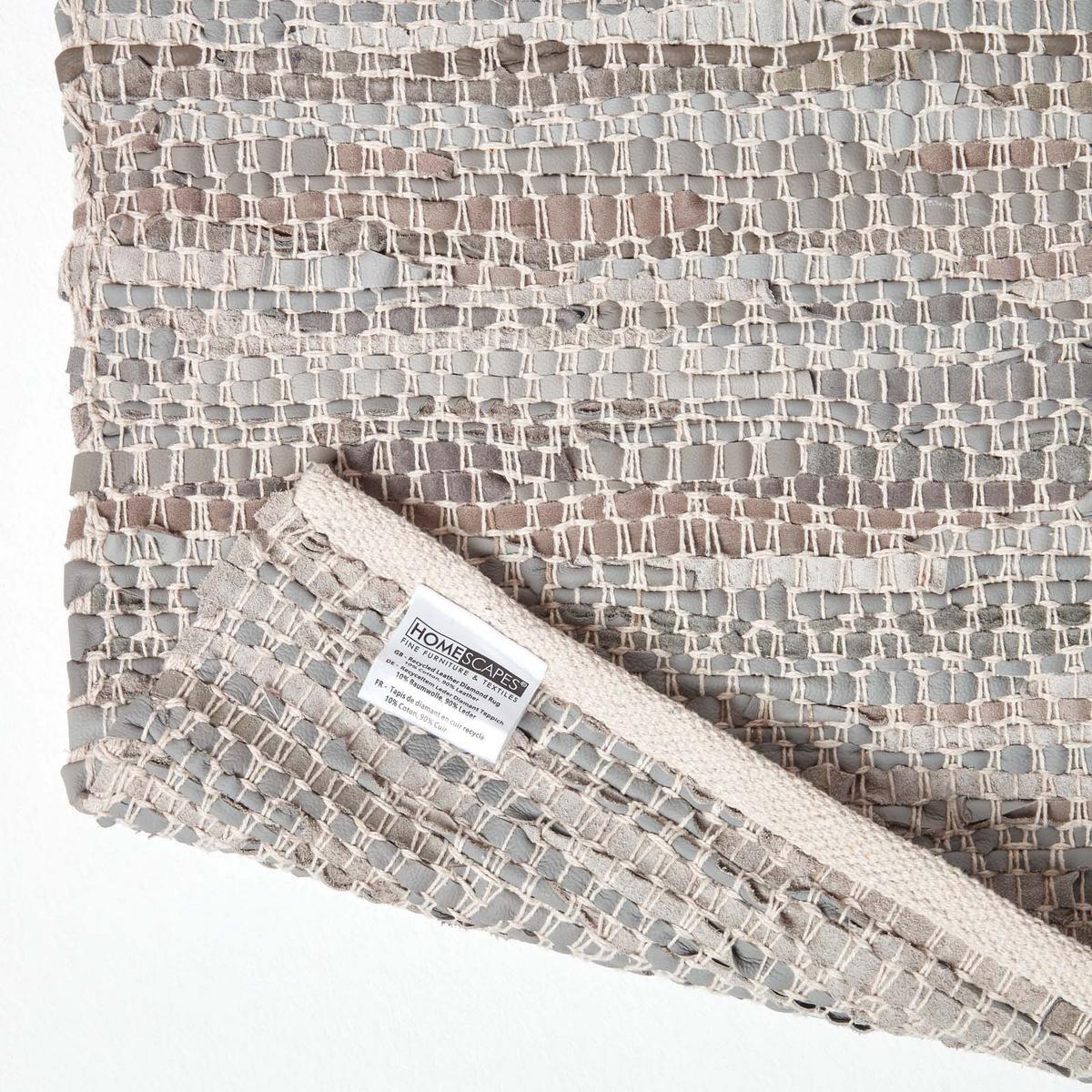 LEDERTEPPICH gewebt mit Rautenmuster 90/150 cm - Grau, Leder (90/150cm) - Homescapes