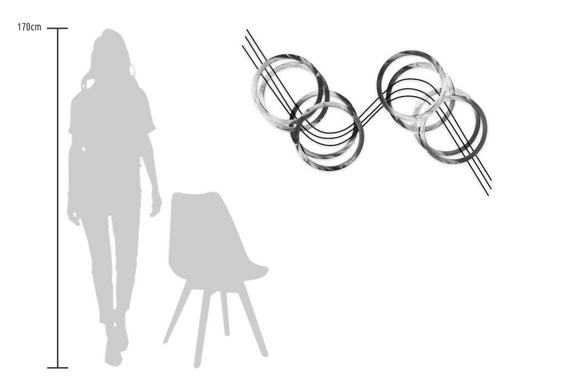 WANDDEKO Silber 115/67 cm - Silberfarben, Metall (3.5/67/5cm) - KUNSTLOFT