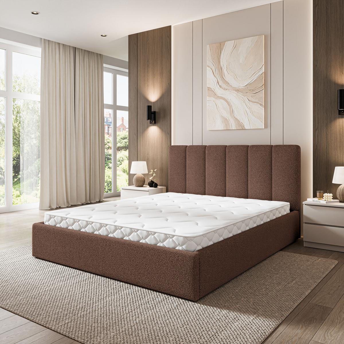 POLSTERBETT NEMIS 160x200 cm mit Bettkästen - Braun - Braun, Holz (160/200cm) - MASSENO