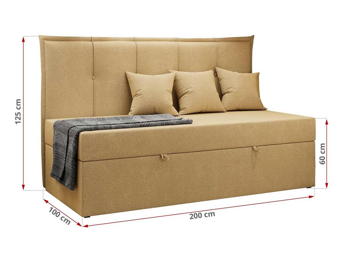 BOXBETT BANCO 90/200 Gelb Struktur - H3 - Gelb, Holz/Textil (90/200cm) - MKS
