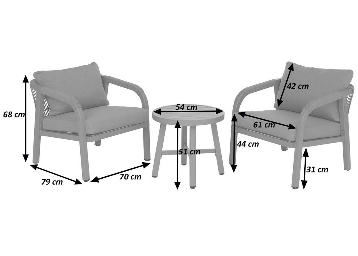 LOUNGE-SET Hellgrau - Hellgrau, Metall - MCW