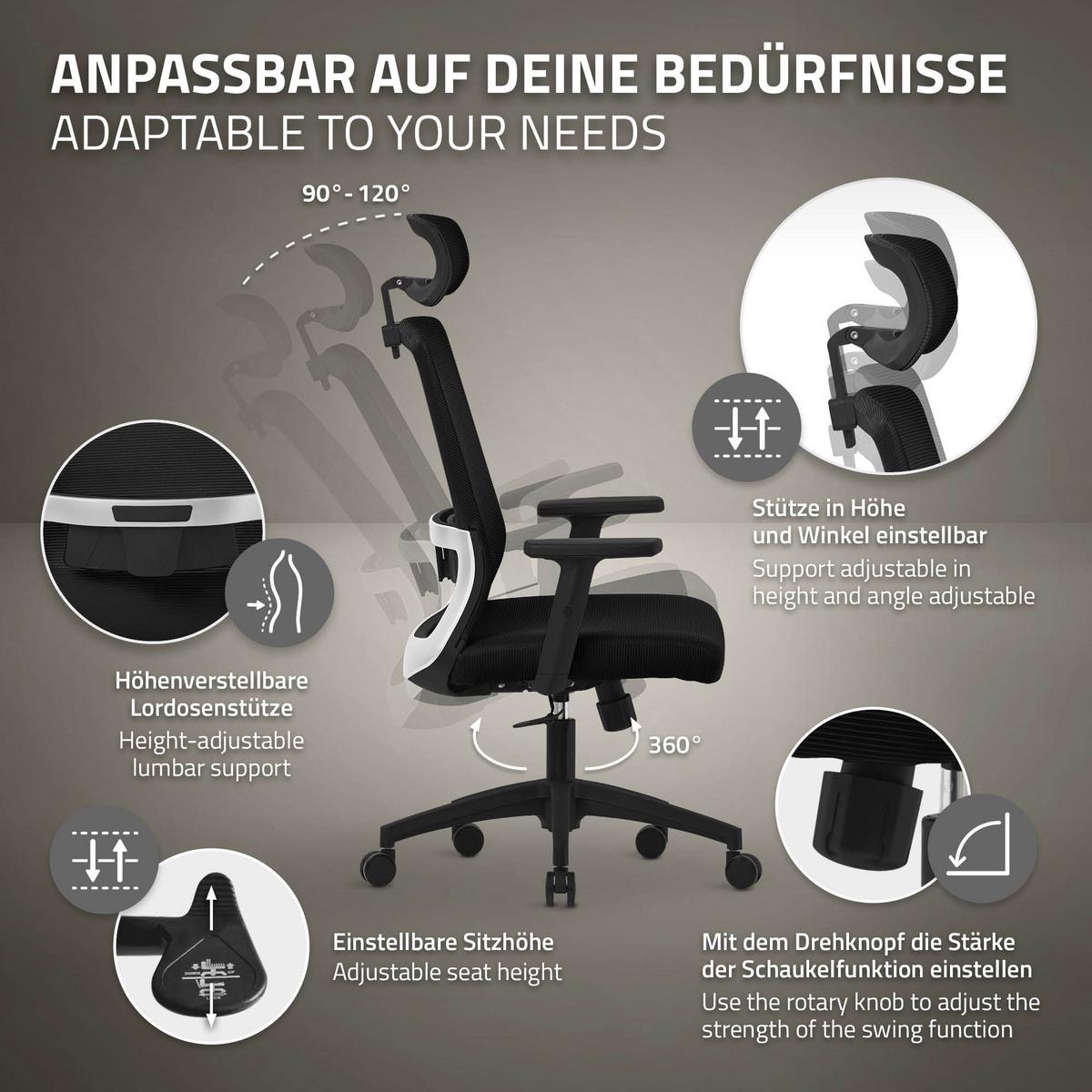 BÜROSTUHL Schwarz - Schwarz, Kunststoff (66/123/68cm) - ML-DESIGN