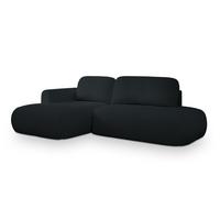 ECKSOFA NUVIRA L-S Schwarz Boucle-Stoff mit Schlaffunktion - Schwarz, Holz (279/158cm) - MASSENO