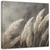 WANDBILD gras natur botanik beige - Grau, Textil (40/40cm) - Feeby