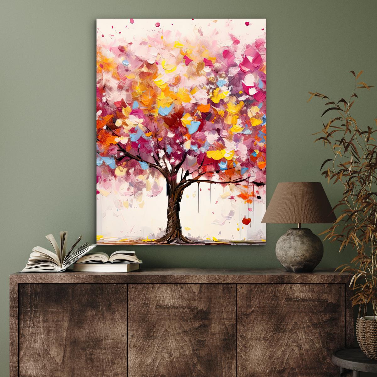 METALLBILD Aquarell - Baum - Kunst - Abstrakt 60x80 cm - Multicolor, Metall (60/80cm) - MuchoWow