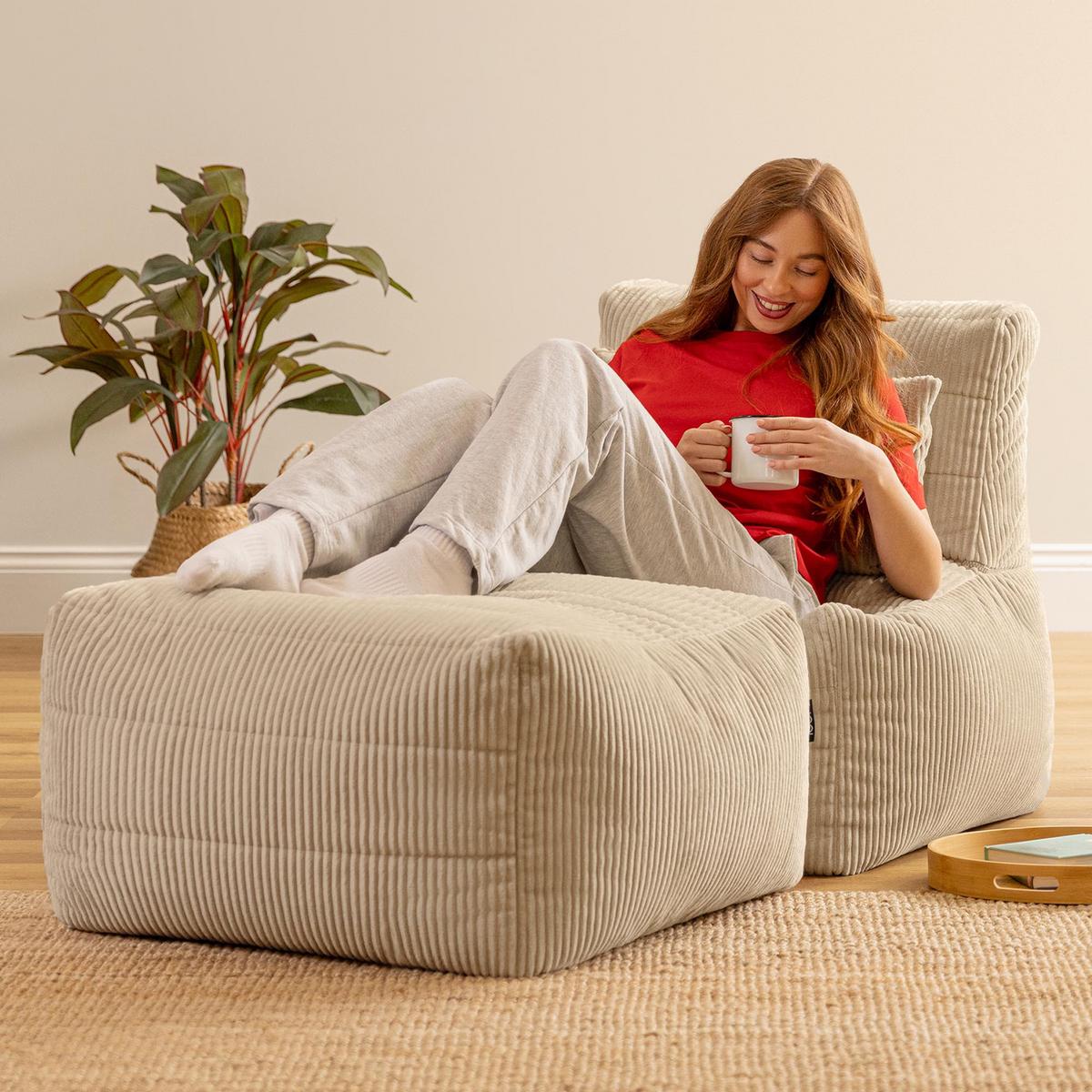 SITZSACK-SOFA 2-tlg. modular cord Noa - Beige, Textil (143/70/78cm) - icon