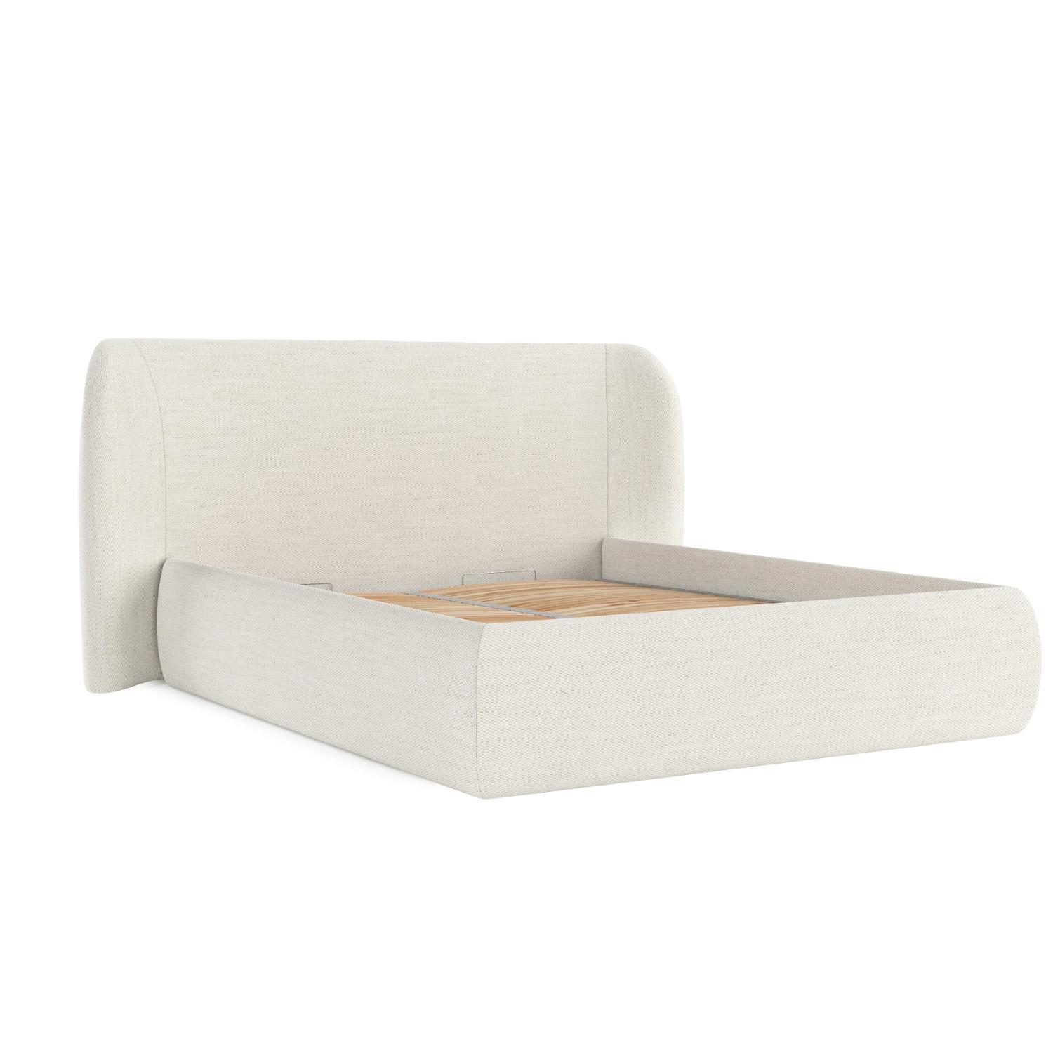 POLSTERBETT Bellano mit Stauraum 180/200 cm Creme im Modesto Stoff - Creme/Schwarz, Holz/Holzwerkstoff (180/200cm) - AltaBeds