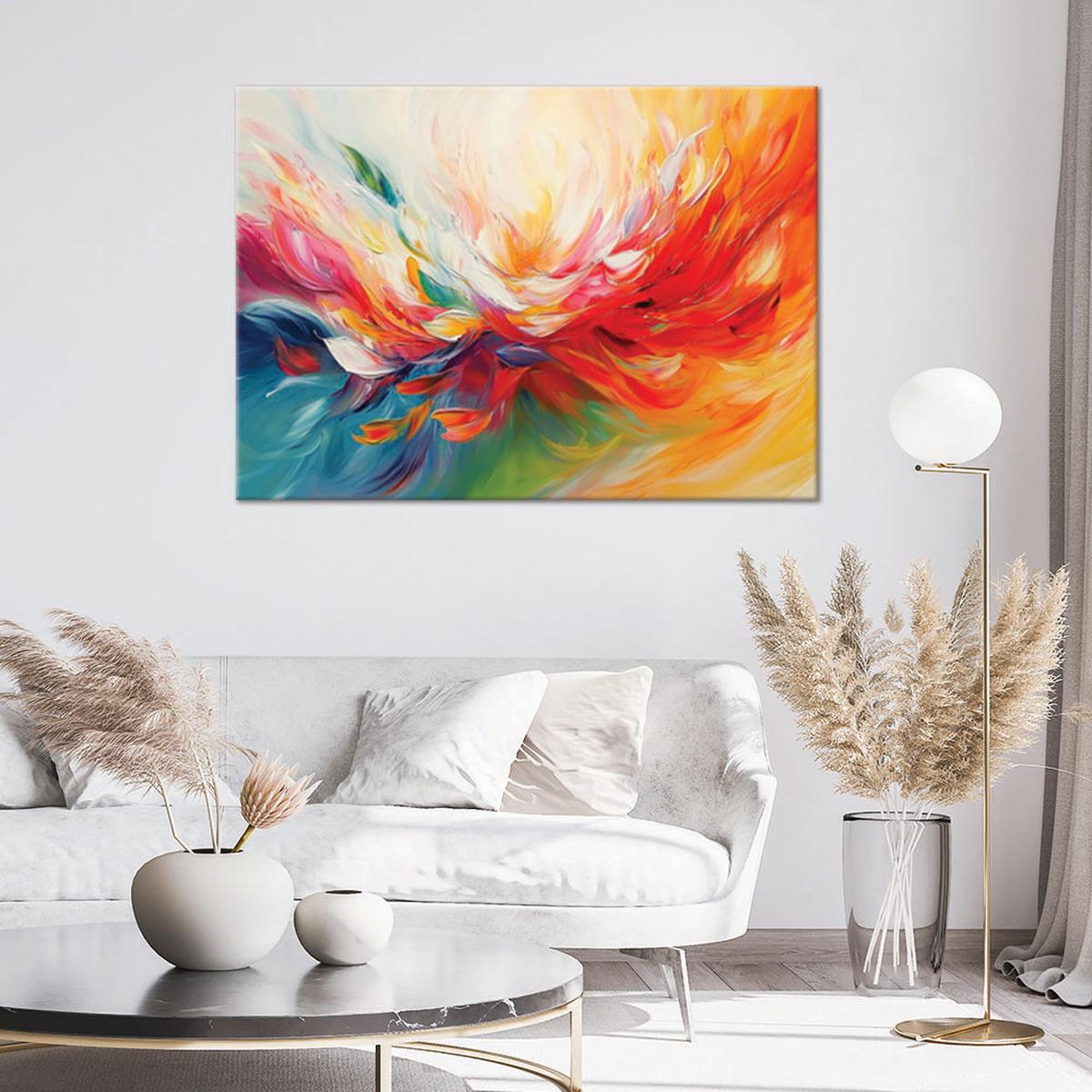 LEINWANDBILD Abstraktion des Farbausdrucks 60x40cm - Multicolor, Textil (60/40cm) - Feeby