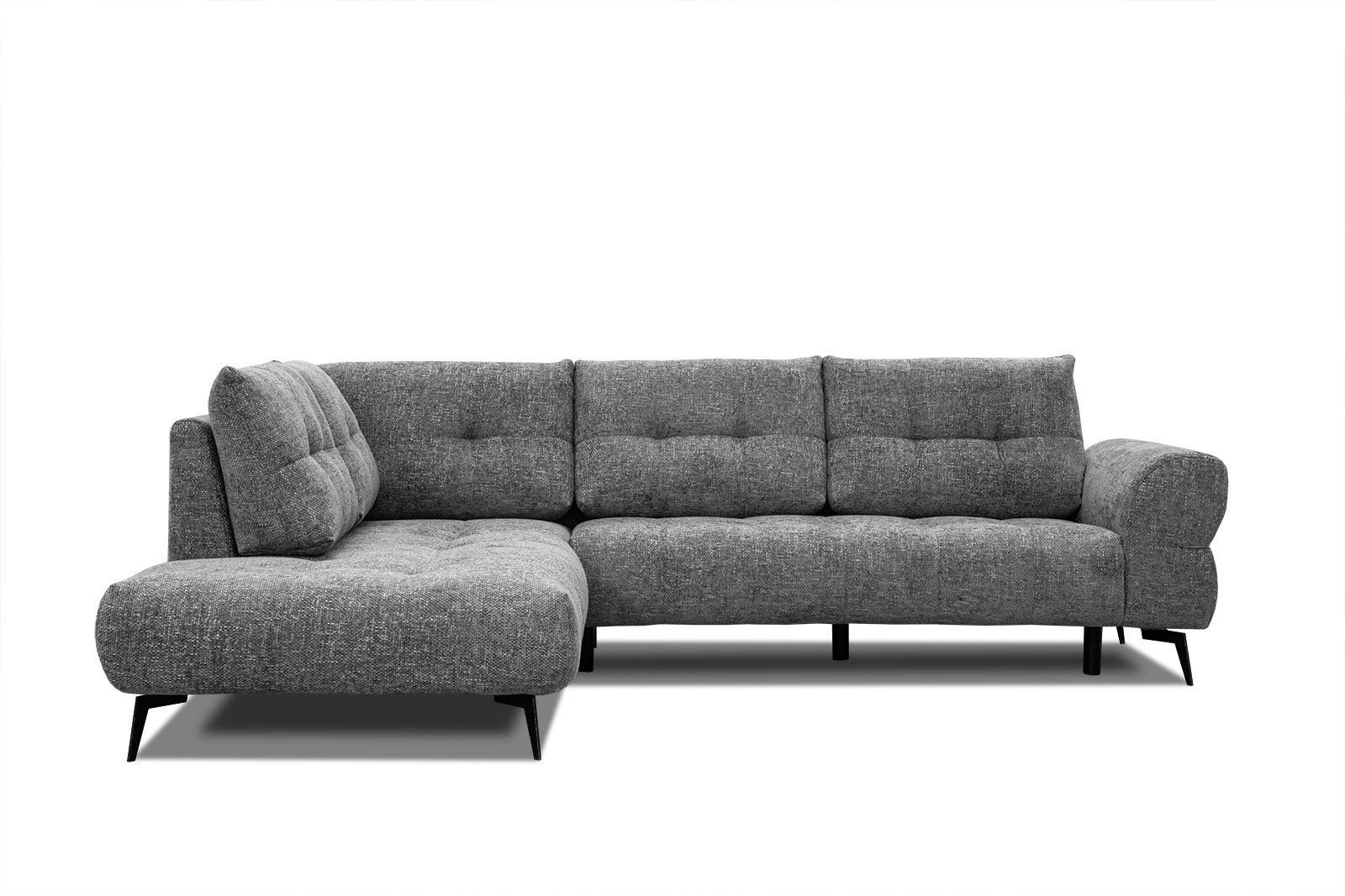 ECKSOFA SALVINI 5-Sitzer, dunkelgrau - Dunkelgrau/Schwarz, Holzwerkstoff/Textil (158/292cm) - Wozimo