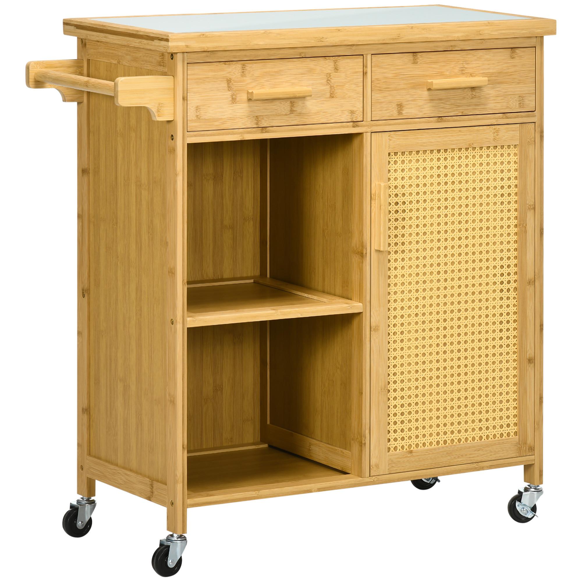 KÜCHENWAGEN, Bambus, Naturholz - Naturfarben, Naturmaterialien (36/85/84cm) - HOMCOM