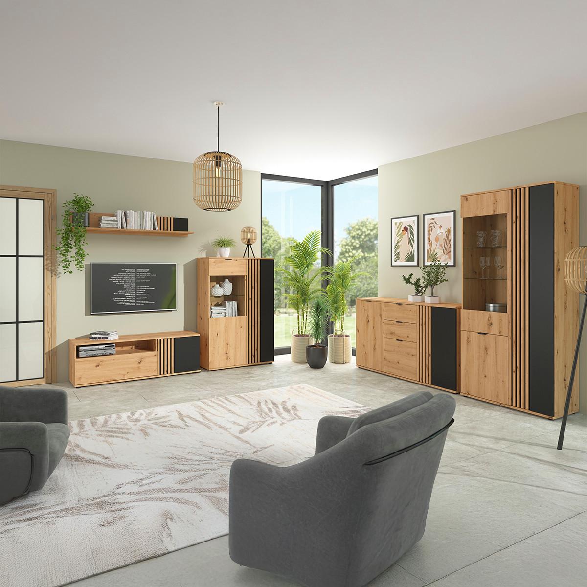 SCHRANK 3 Türen Ezra Holz - Braun, Holzwerkstoff (90/195/56cm) - Petits-meubles