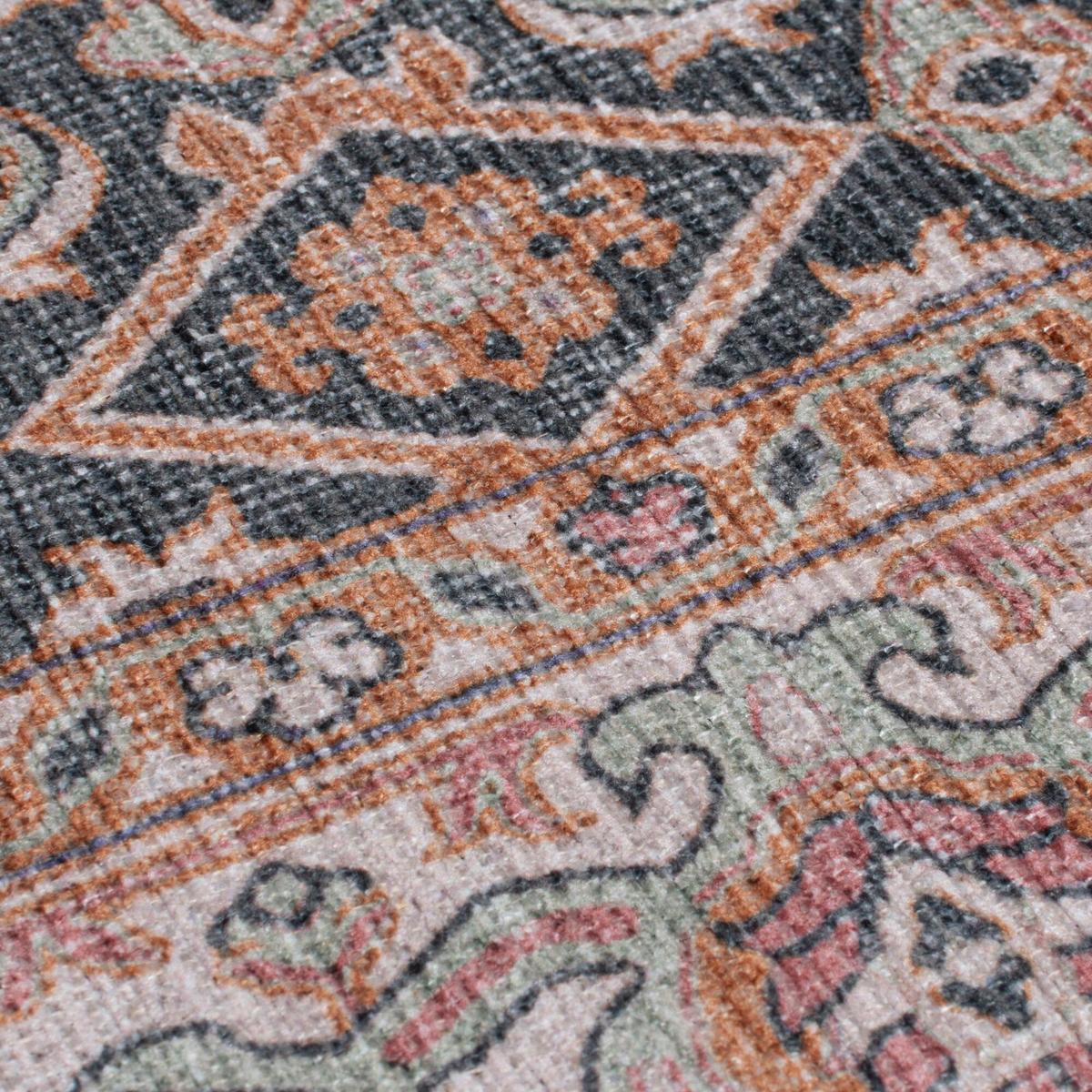 TEPPICH Waschbar HURST, orientalisch mit Medaillon, Rosa, 152 x 230 cm - Rosa, Textil (230/152cm) - KADIMA DESIGN