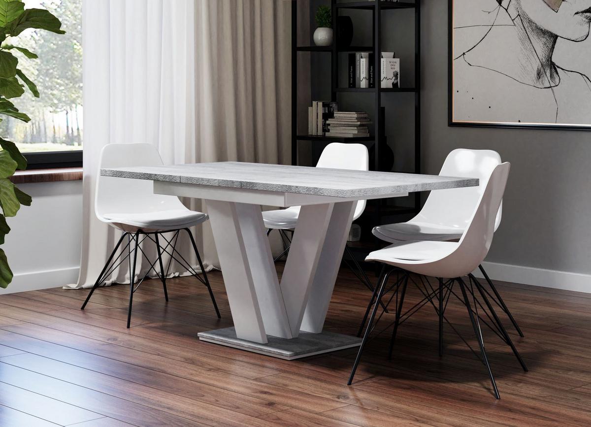 ESSTISCH MASSAR Ausziehbar 120 - 160 / 80 x 76 cm - Weiß/Grau, Holz (120/80/76cm) - MASSENO