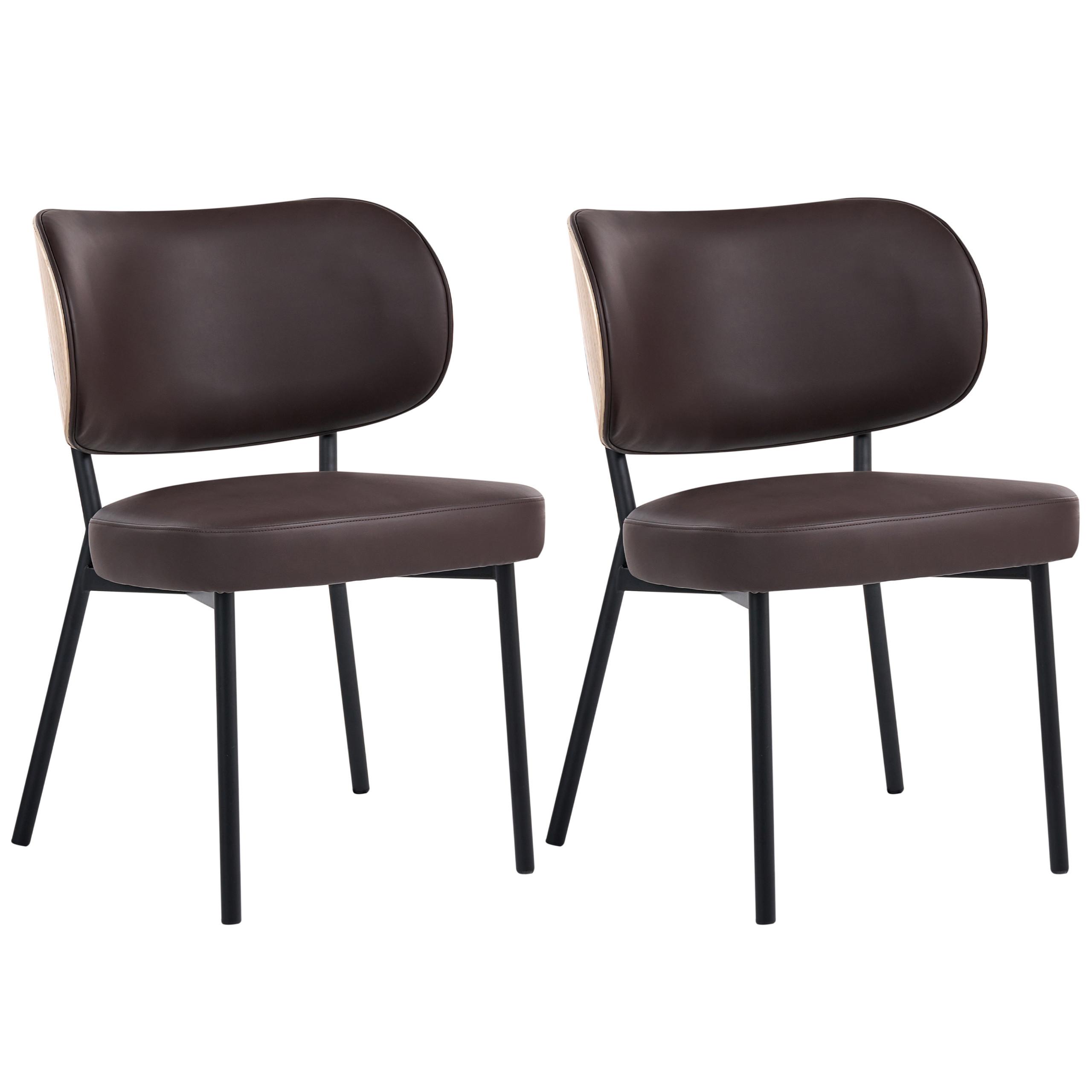 ESSZIMMERSTUHL 2er-Set Kunstleder Dunkelbraun Wonder - Dunkelbraun, Kunststoff (55/82/65cm) - Beliani