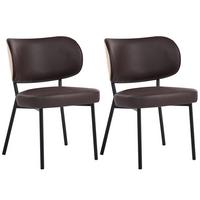 ESSZIMMERSTUHL 2er-Set Kunstleder Dunkelbraun Wonder - Dunkelbraun, Kunststoff (55/82/65cm) - Beliani