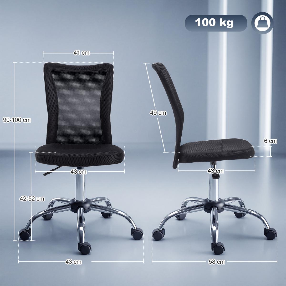 BÜROSTUHL, Ergonomisch, Schwarz - Schwarz, Metall (58/100/43cm) - Vinsetto