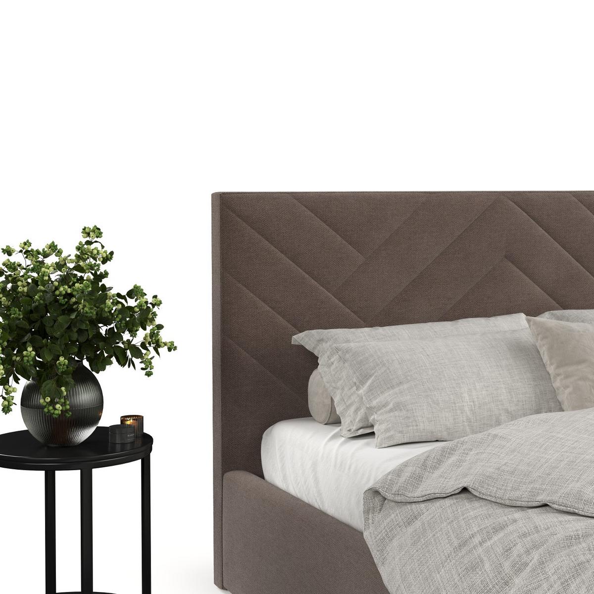 POLSTERBETT Arco 160/200 cm Braun im Asti Stoff - Schwarz/Naturfarben, Holz/Holzwerkstoff (160/200cm) - AltaBeds