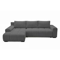 ECKSOFA Ovia mit Bettkasten und Schlaffunktion, Bouclé-Stoff in L-Form - Dunkelgrau, Textil (270/185cm)