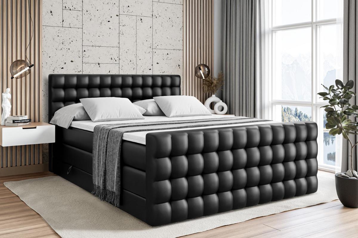 BOXSPRINGBETT VIONE-Z KING - 180 x 200 - H3/H4 - Schwarz Hochglanz - Schwarz Hochglanz, Holzwerkstoff (180/200cm) - ALTDECOR