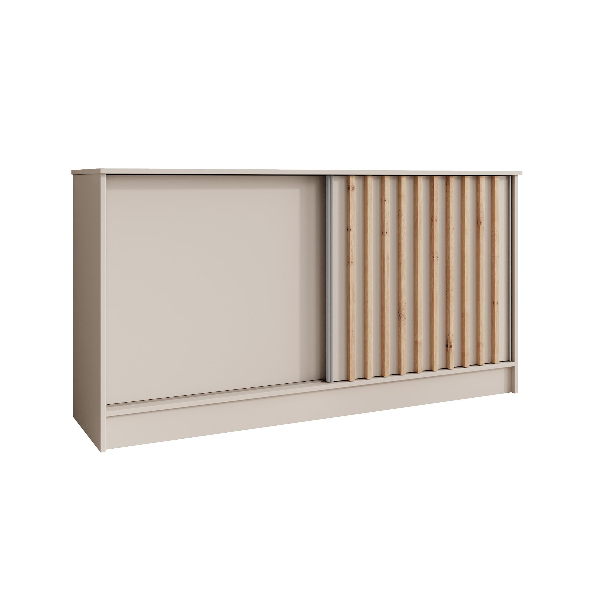 KOMMODE Horizon mit 2 Schiebetüren, Kaschmir+eiche Artisan, 160 cm - Kaschmir, Holzwerkstoff (161/85/43.5cm) - Beautysofa
