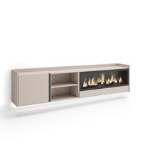 LOWBOARD, Beige, 212/35/50cm, Kamin mit Feuereffekt XXL - Beige, Holzwerkstoff (212/50/35cm) - Skraut Home
