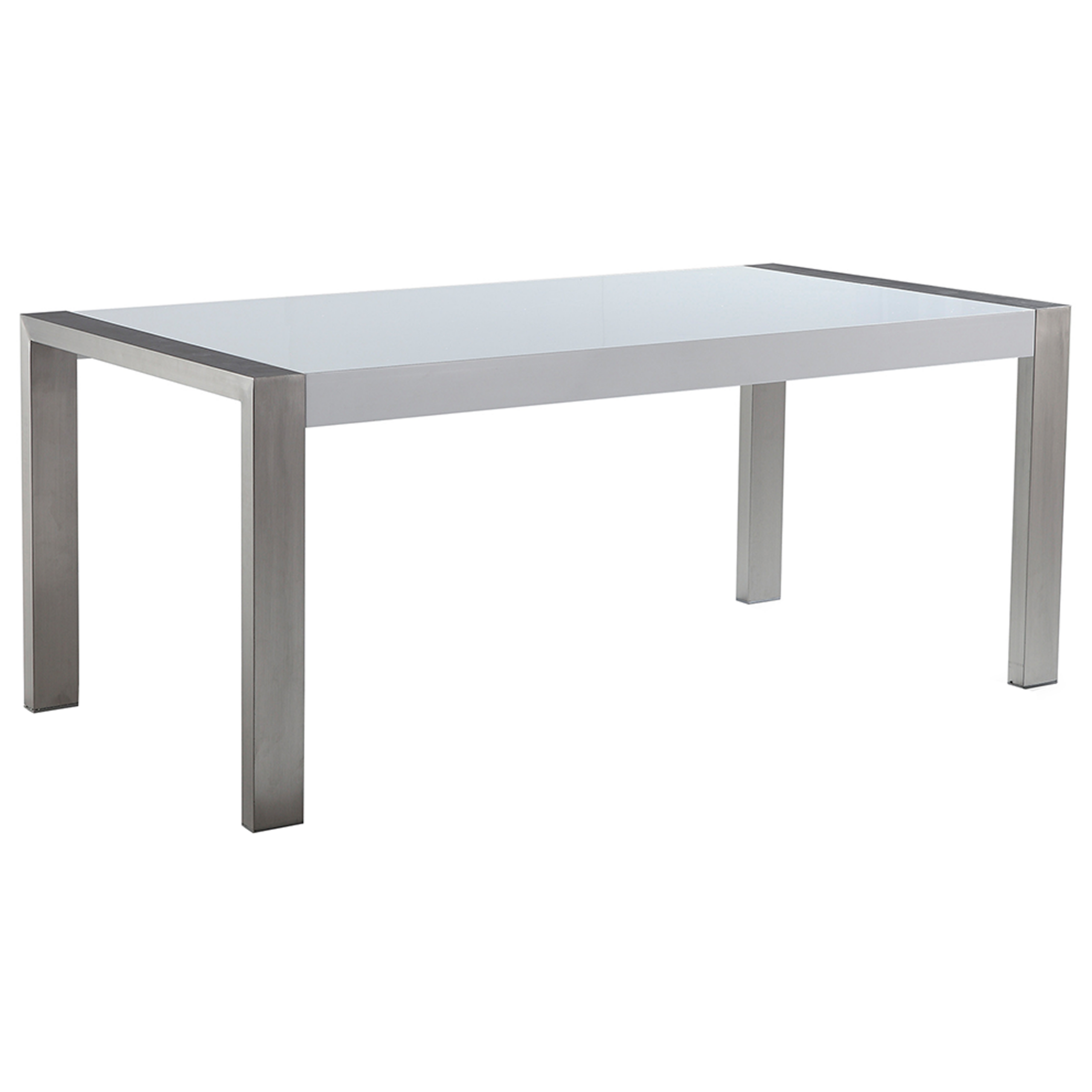ESSTISCH 180/90/75 cm Weiß, Silberfarben Rechteckig Arctic - Weiß, Holzwerkstoff (180/90/75cm) - Beliani