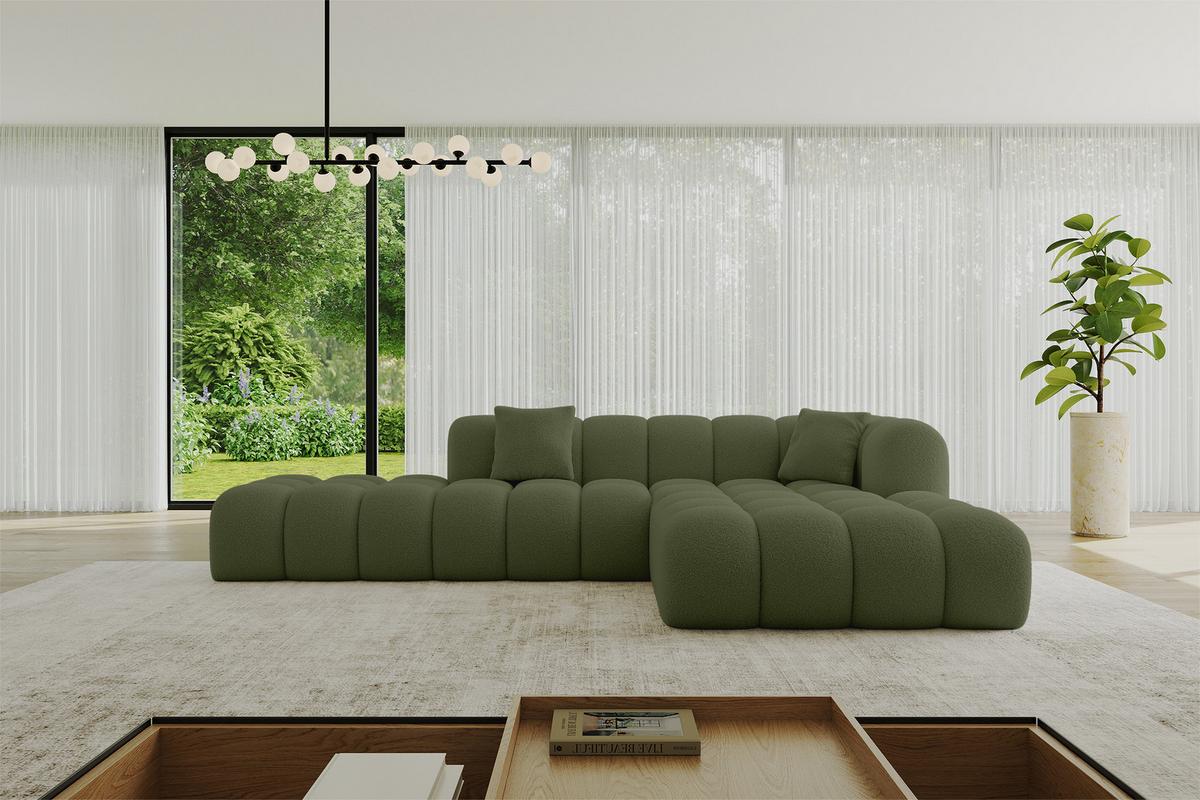 ECKSOFA Ottomane Rechts OLEA-L2 - 289x176x71 cm Grün - Platinfarben/Schwarz, Holzwerkstoff/Kunststoff (289/176cm) - ALTDECOR