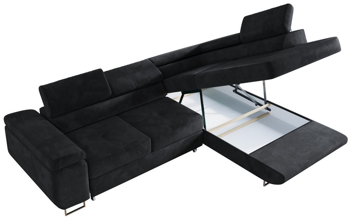 ECKSOFA GUSTAW L Dunkelgrau Velvet Links Seite - Dunkelgrau/Silberfarben, Textil/Metall (205/275cm) - MKS