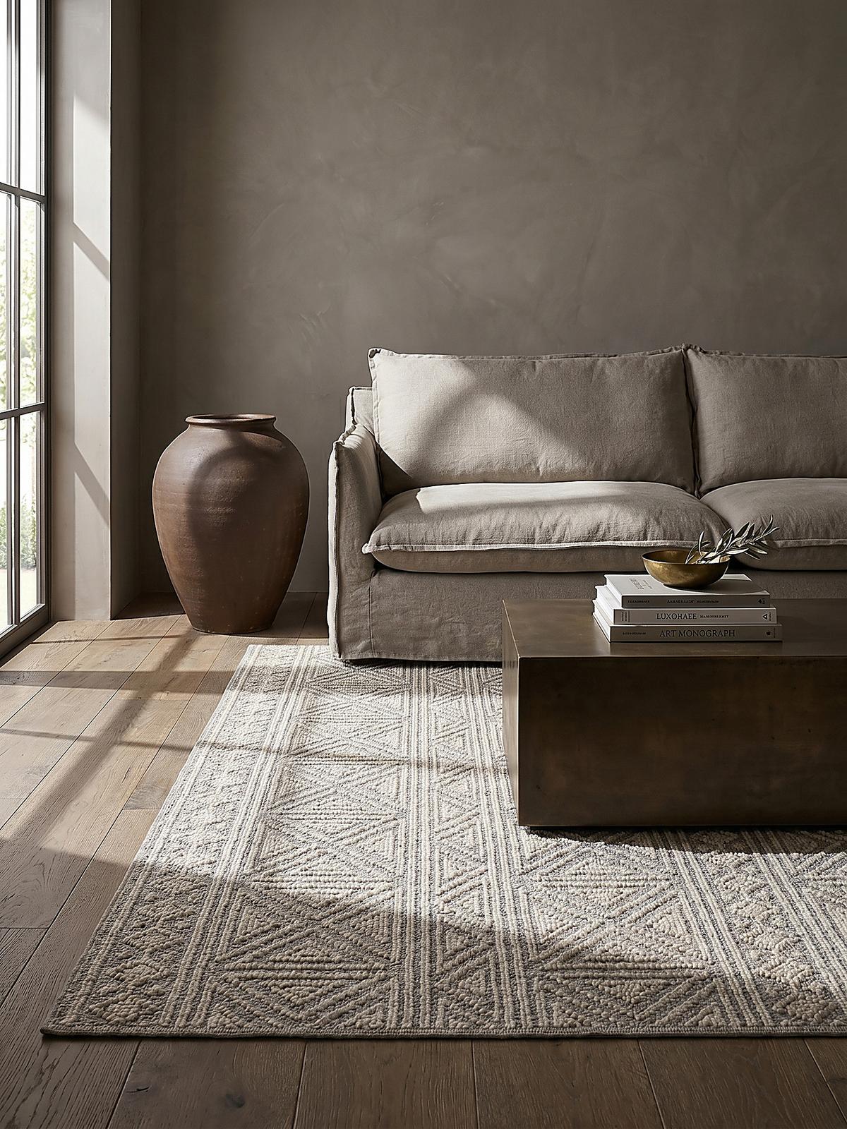 TEPPICH Waschbar LEAM, geometrisch, Grau, 155 x 230 cm - Grau, Textil (230/155cm) - KADIMA DESIGN
