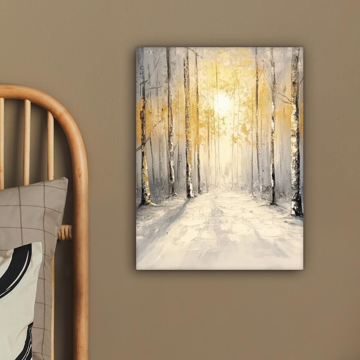 LEINWANDBILD Winter - Abstrakt - Schnee - Natur - Sonne Room Decor 30x40 cm - Grau, Textil (30/40cm) - MuchoWow