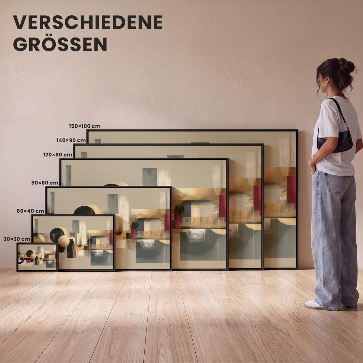 LEINWAND Bilder mit Rahmen - Abstrakt - Formen - Beige - Texturen - 90x60 - Beige, Textil (90/60cm) - MuchoWow