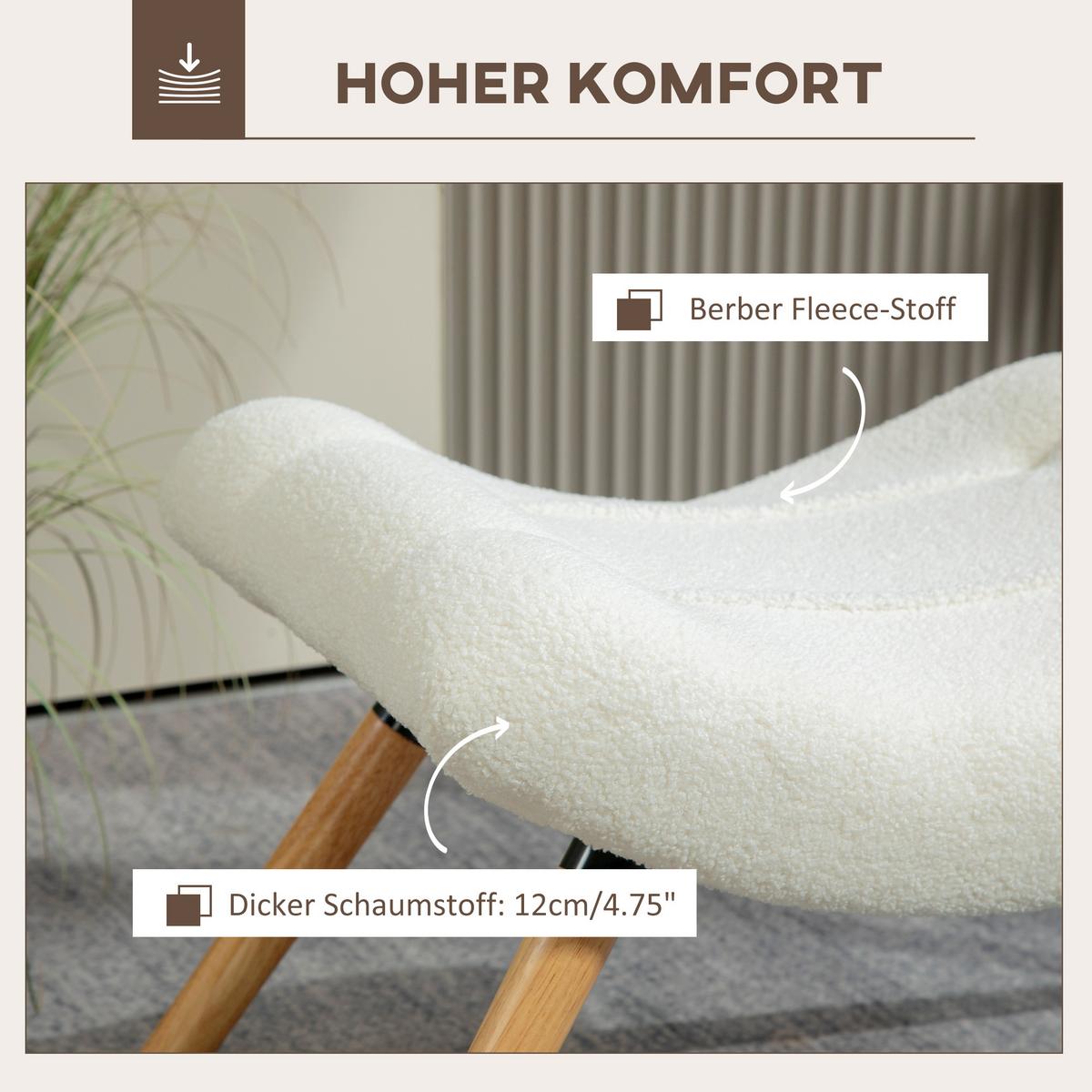 SITZHOCKER, Fußhocker, Polsterhocker, Fußstütze bis 120 kg belastbar Cremeweiß - Weiß, Kunststoff (45/38/67cm) - HOMCOM