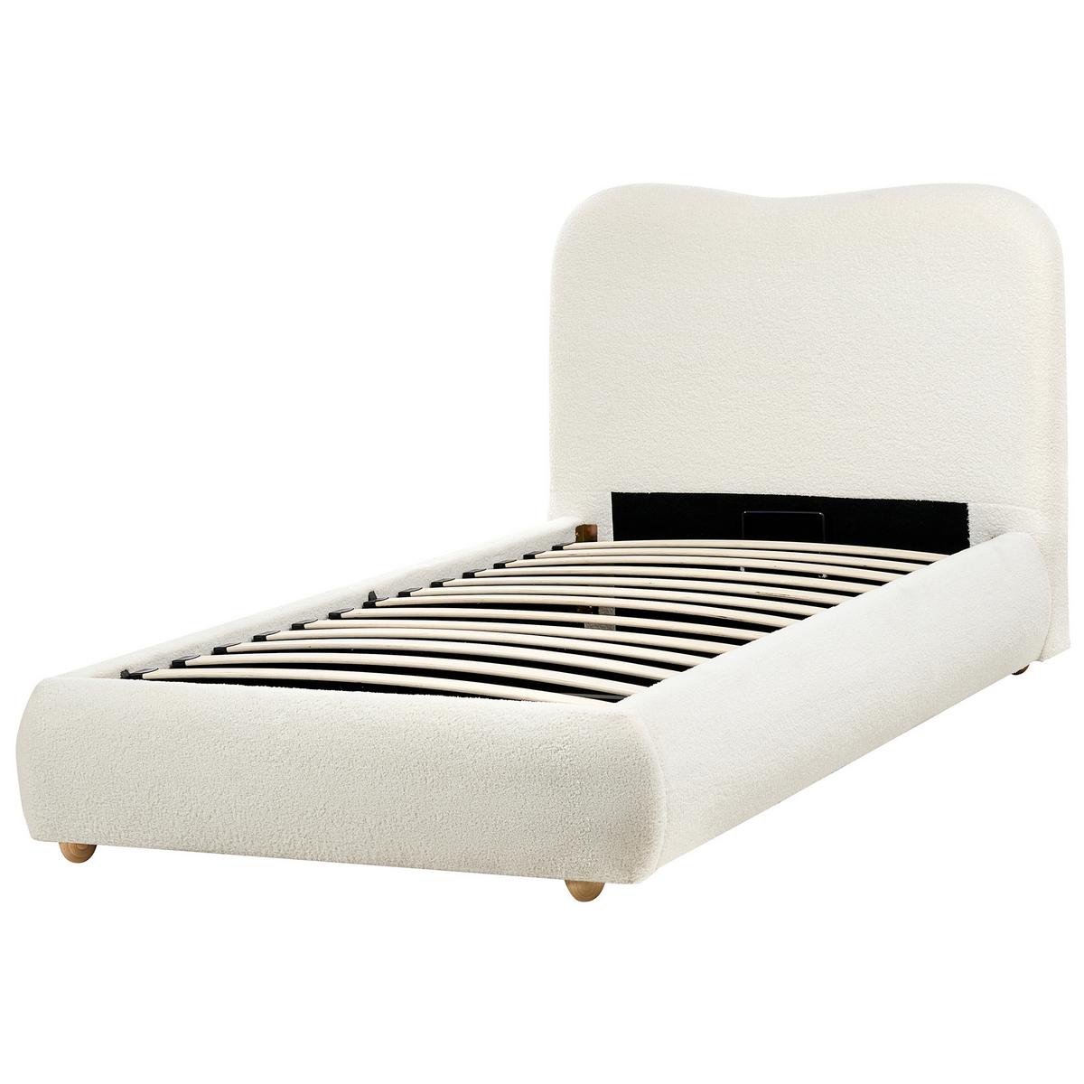 BETT mit Stauraum 90/200 cm Bouclé Cremeweiß Blagnac - Creme, Textil (90/200cm) - Beliani