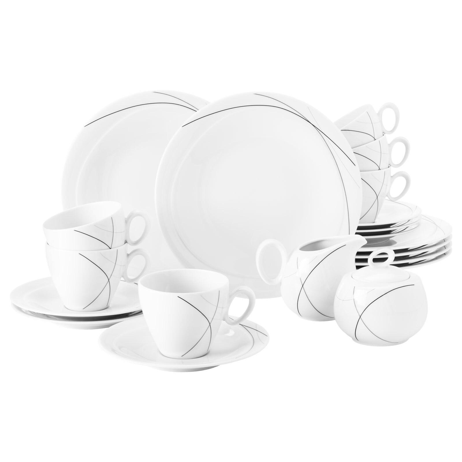KAFFEESERVICE Trio Highline schwarz-weiß 20-tlg. - Schwarz/Weiß, Keramik (24/18.1/43cm) - Seltmann Weiden