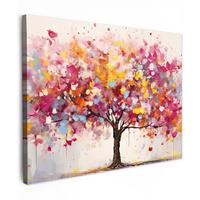 LEINWANDBILD Aquarell - Baum - Kunst - Abstrakt Wandbild 40x30 cm - Rosa, Textil (40/30cm) - MuchoWow