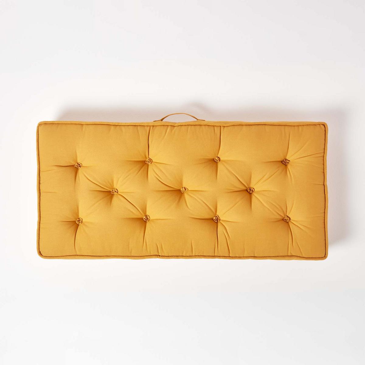SITZAUFLAGE für Zweisitzer-Sofa 100 x 48 cm – dickes Sitzkissen senfgelb - Dunkelgelb, Textil (48/100/10cm) - Homescapes