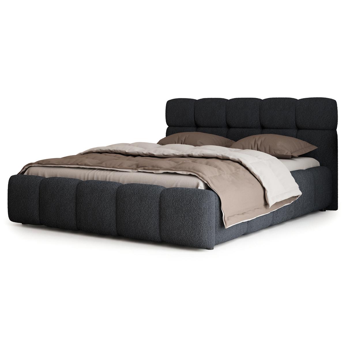 POLSTERBETT FARU Q 200x200 cm mit Bettkästen - Schwarz - Schwarz, Holz (200/200cm) - MASSENO