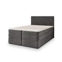 BOXSPRINGBETT FELBIO 200x200 cm mit Matratze und Topper, H2+H3 - Grau - Grau, Holz (200/200cm) - MASSENO