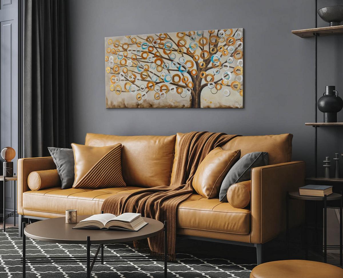 ÖLGEMÄLDE 140/70 cm - Beige/Kupferfarben, Holz/Textil (140/70cm) - KUNSTLOFT