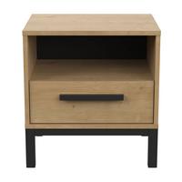 NACHTTISCH mit 1 Schublade und 1 Nische, Dekor Eiche und Mattschwarz Craft - L44,6 cm - Eschefarben, Holzwerkstoff (35.6/47.4/44.6cm) - Calicosy