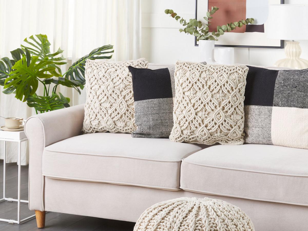 DEKOKISSEN 2er-Set Beige 50/50 cm Esenkoy - Beige, Textil (45/45cm) - Beliani