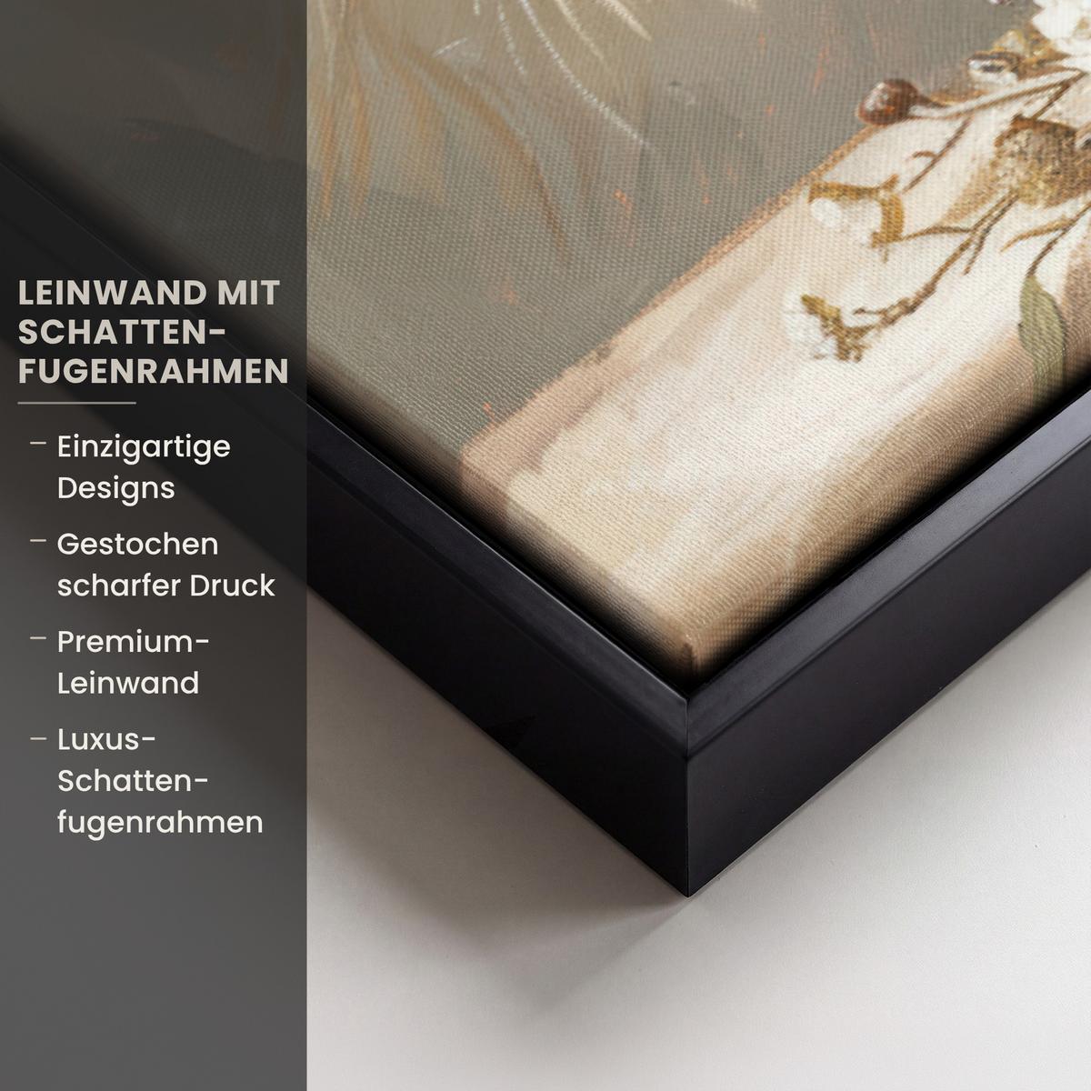 LEINWAND Bilder mit Rahmen - Blumen - Vase - Stilleben - Beige - 60x40 - Creme, Textil (60/40cm) - MuchoWow