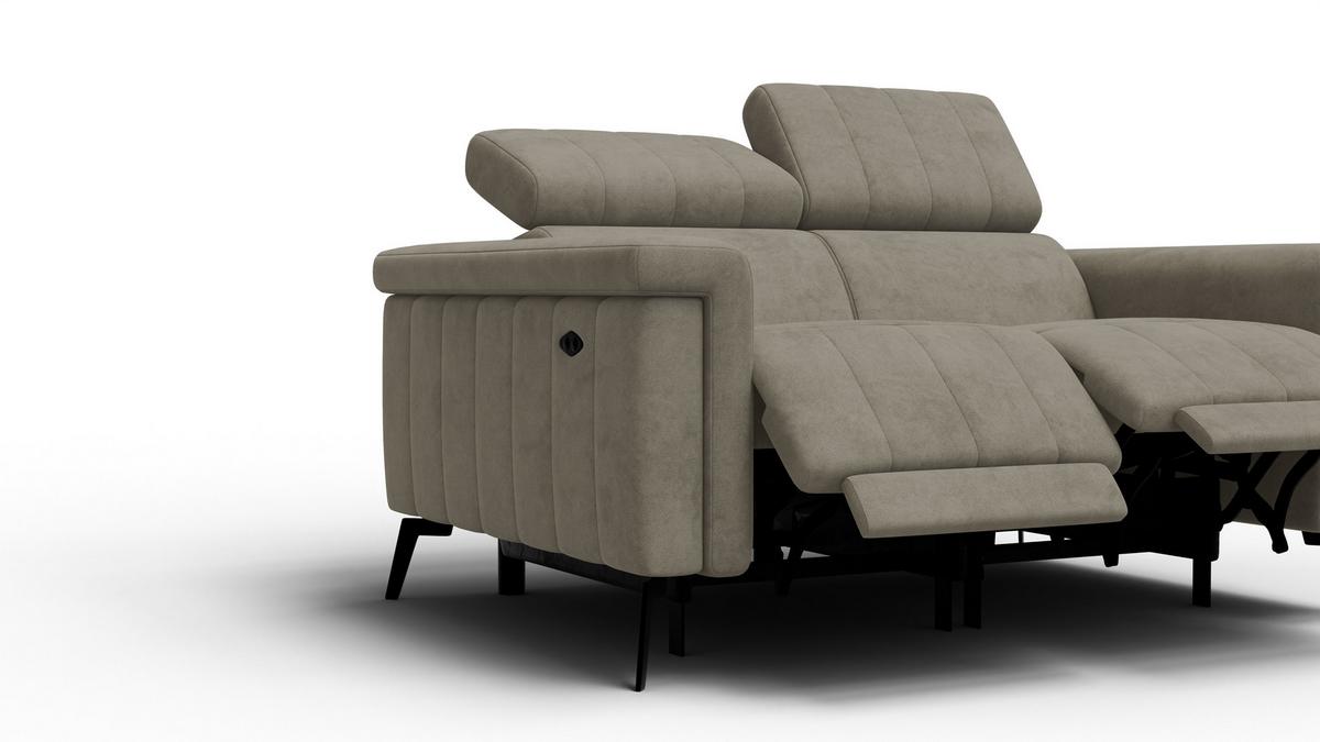 RELAXSOFA NORDEL 2-Sitzer, dunkles beige - Beige/Schwarz, Holz/Textil (150/80/105cm) - Wozimo