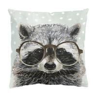KISSENBEZUG Bebrillte Tiere - Waschbär 40/40 cm - Grau, Textil (40/40cm) - Bilderwelten